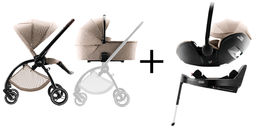 RIO COMFORT PLUS SET RIO babakocsi, RIO mózeskosár, BABY-SAFE PRO hordozó teak színben és VARIO BASE 5Z, a RIO COMFORT PLUS SET részeként