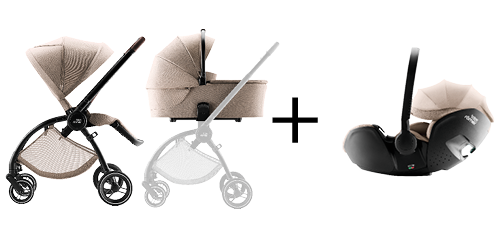 RIO COMFORT SET RIO babakocsi, RIO mózeskosár és BABY-SAFE PRO hordozó teak színben, a RIO COMFORT SET részeként